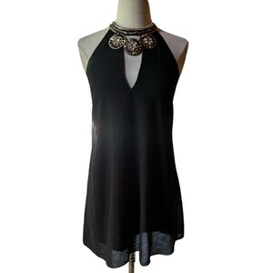 Bebe Ornate Beaded‎ Flowy Halter Top